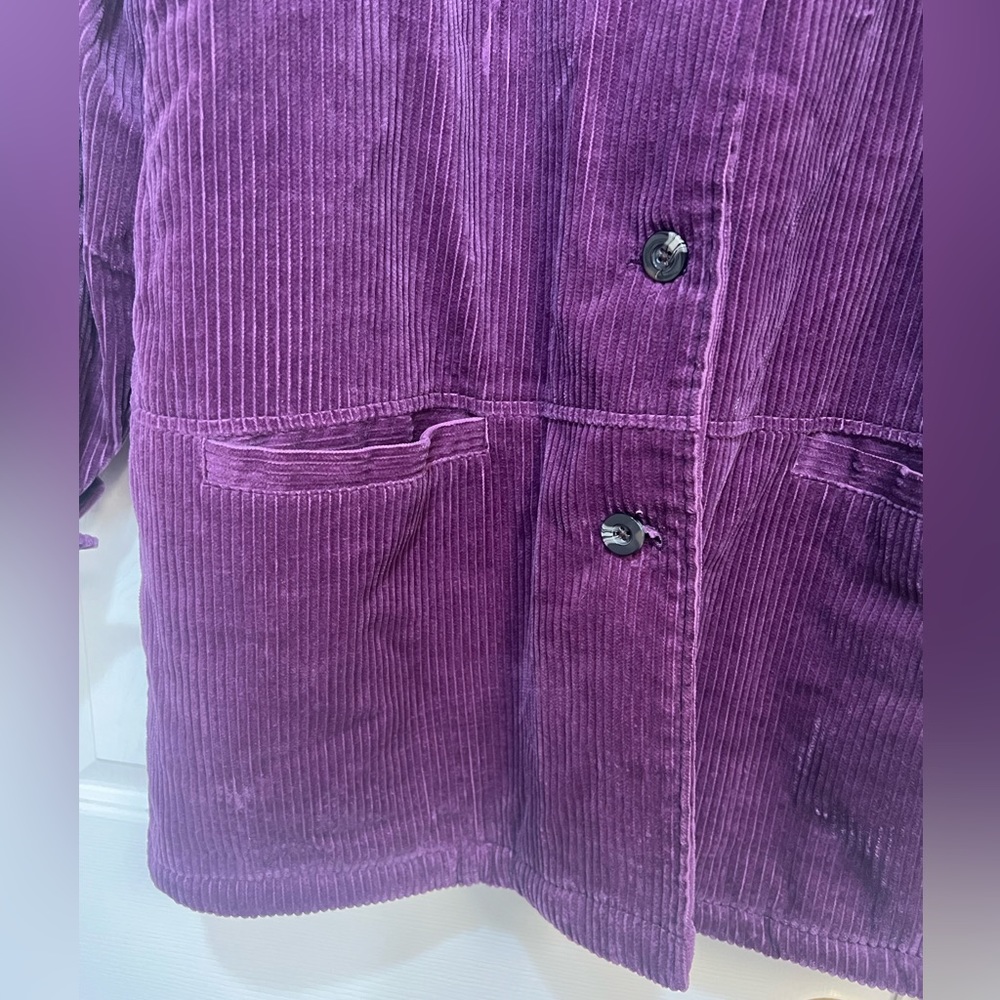Vintage Corduroy Faux Sherpa Lined Barn purple Jacket house pea Coat size large - Picture 3 of 12